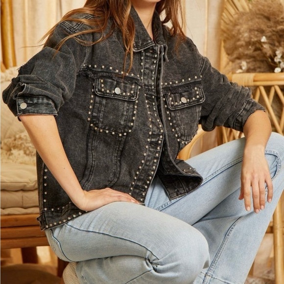 Savanna Jane Jackets & Blazers - Savanna Jane Studded Denim Jacket Large
